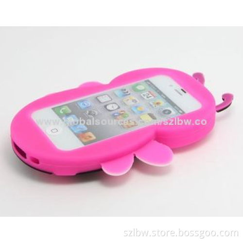 Skin Case Cover for iPhone 4G/4S, Blue 3D Cartoon, Bees Rubber Soft Silicone